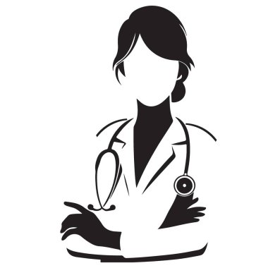 Profesyonel Kadın Doktor Silueti Tıbbi ve Sağlık Hizmetleri İllüstrasyonu