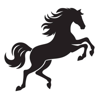 Görkemli At Silüeti Bir Yükselen Aygır Tasarımı Çizimi