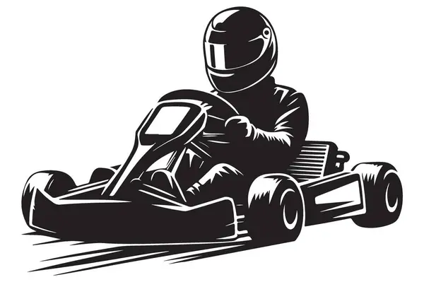 Go Kart 'ın Siluet Vektör Çizimi Tasarım Şoförü