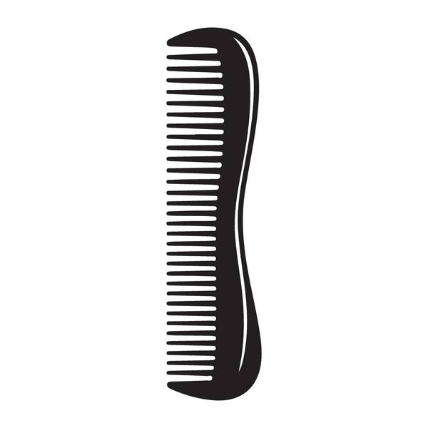 Classic Hair Comb Silhouette Illustration with Fine Teeth for Styling