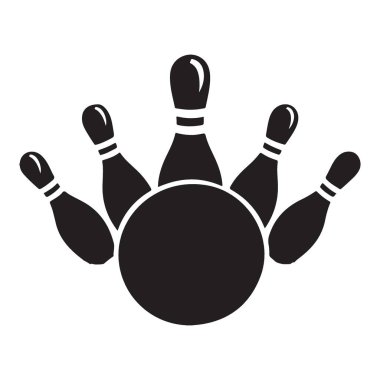 Top ve İğne Grafikli Bowling Vuruşu Silueti