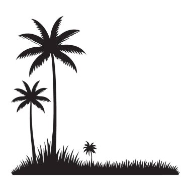 Tropikal Palmiye Ağaçları Siluet Görüntü Vektörü Doğa Manzarası