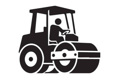 Steamroller Siluet Çizimi Ağır Ekipman Yol Yapı Aracı