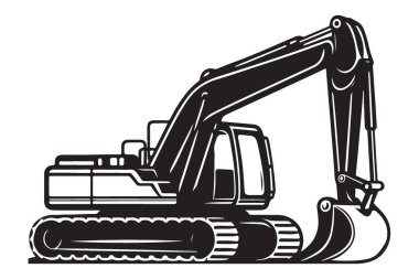 İnşaat Projeleri için Kazıcı Siluet Vektörü İllüstrasyonu