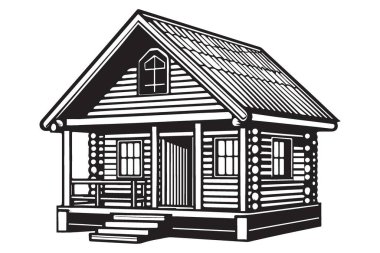 Rahat kabin illüstrasyon vektörü kırsal bir ev tasarımı inzivası