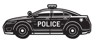 Polis arabası silueti Vektör İllüstrasyon Kanun Uygulama ve Güvenlik
