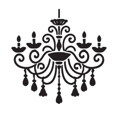 İç Tasarım Projeleri için Zarif Chandelier Siluet Vektör Grafiği