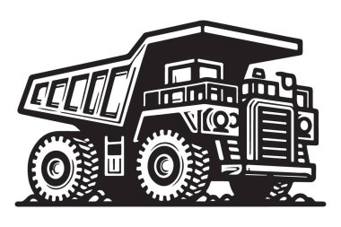 Endüstriyel taşıma ekipmanları için büyük maden kamyonu vektör çizimi