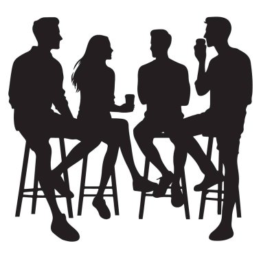 Bar Siluet İllüstrasyon Sosyal Toplama Vektör Tasarımı