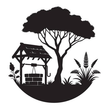 Kırsal Temalar için Dilek Kuyusu Sahnesi Silueti ResmiComment