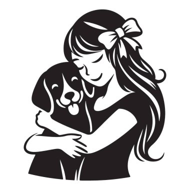 Hayvan Sevenler ve Evcil Hayvan Tasarımları İçin Kız Kucaklayan Köpek Görüntü