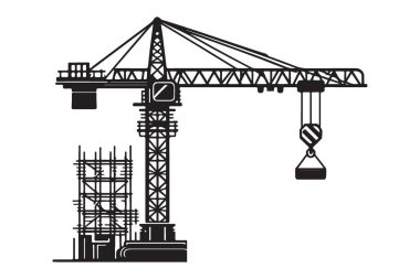 Siluet İnşaat Turna Kaldırma Beton Bloğu İnşaat Alanı Vektörü