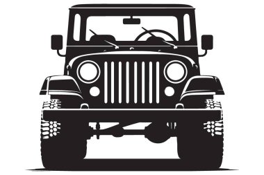 Off Road Adventure için Ön Görüş Jeep Aracı Vektör Silueti ResmiComment