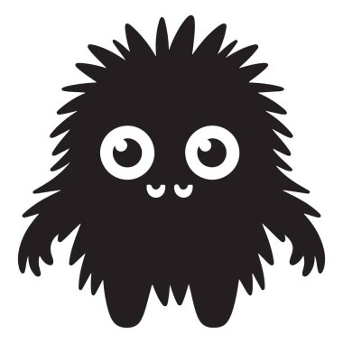 Şirin Canavar Siluet Çizimi Çocuklar İçin Sevimli Kürklü Yaratık