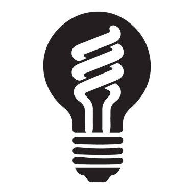 Enerji Verimli Ampul Silüeti Işıklandırma Çözüm Simgesi Grafik Vektörü