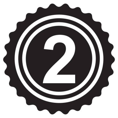 İki Numaralı Rozet Vektörü İllüstrasyonu Siyah ve Beyaz