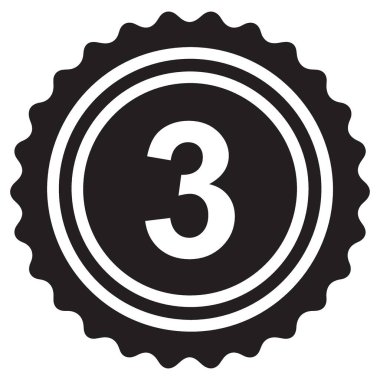 Üç Numaralı Rozet Vektör Resimleri Siyah ve Beyaz Grafik