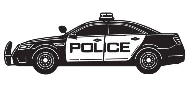 Polis Arabası Silueti Vektör İllüstrasyon Kanun Tasarımları