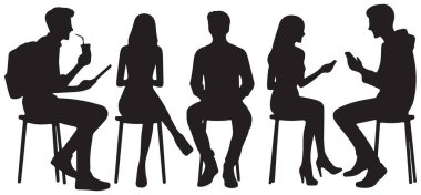 Sandalyelerde Oturan Bir Gruptan Siluetler