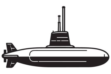 Deniz Tarihi Sunumları için Detaylı Siluet Denizaltı Vektör İlülasyonu