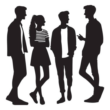 Genç Arkadaşların Konuşması ve Bağlanmasının Silüeti