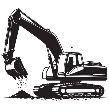 Kazıcı 'nın Toprak Kazma Makinelerinin Silueti