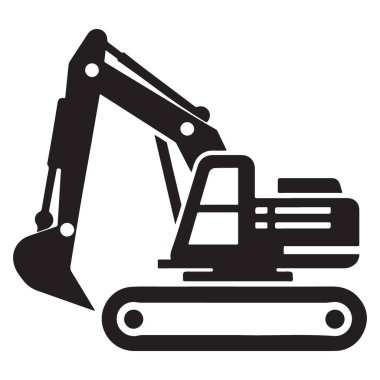 Ağır İnşaat Kazıcı Araç Silüeti Profesyoneller İçin Clipart Illustration