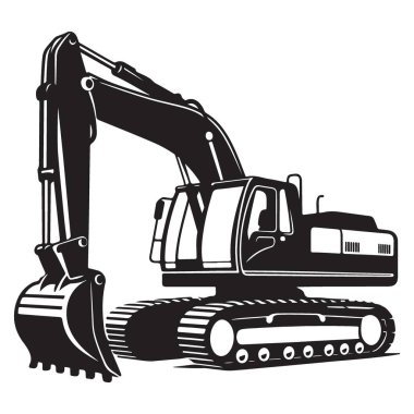 Endüstriyel Kullanım için Detaylı Kazı Makinesi Siluet Vektör Grafiği