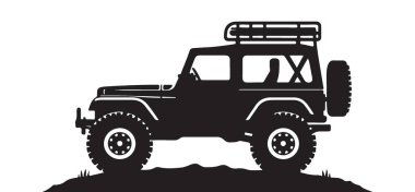 Yol Macerasına Hazır Bir Tepedeki Jeep Silueti