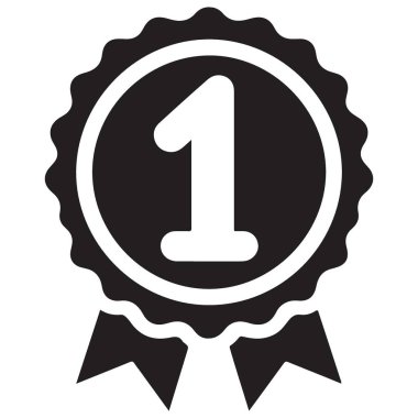 Zafer bir numaralı kurdele siluet rozet ödül vektör illüstrasyonu