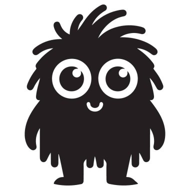 Gülümseyen Siluet Canavar Çocuk Resimleri Tasarımı