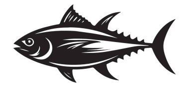Deniz ürünleri restoranı tasarımı için ton balığı vektör silueti çizimi