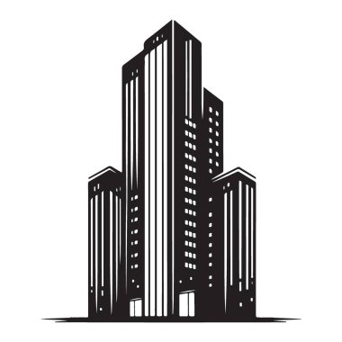 Şehir tasarımı için modern gökdelen binaları vektör silueti