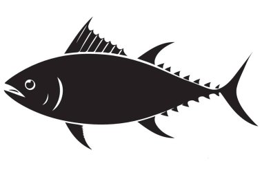 Siyah Siluet Ton Balığı Okyanus Hayvanı İllüstrasyonu