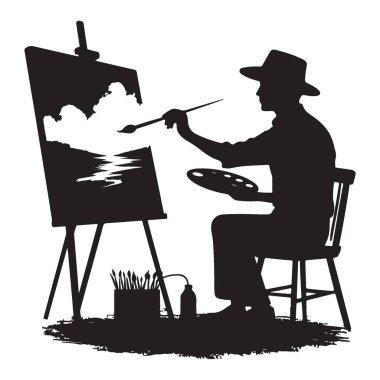 Sanatçı Ressam Manzarası Görüntü Vektörü Resimlerinin Silueti