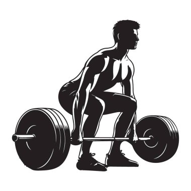 Silüet Ağırlık Kaldırıcı Güç Çalışması İçin Ağır Halter