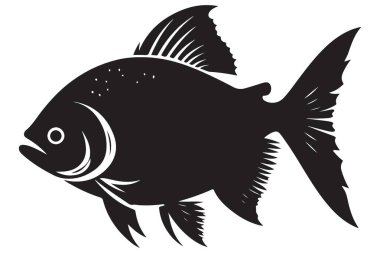 Sucul Tasarımları için Piranha Siluet Vektör İllüstrasyonu