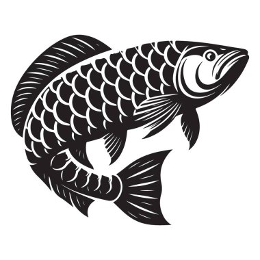 Asya Kültür Tasarımları için Ayrıntılı Arowana Balık İllüstrasyon Vektörü