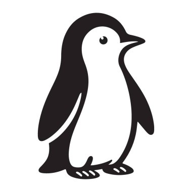 Şirin Penguen Silueti Vektör İllüstrasyonu Antarktika Kuş Tasarımı