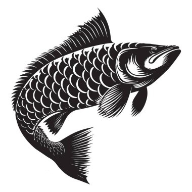 Arowana Balık Silueti Asyalı Bir Simgenin Süslü Vektör İllüzyonu