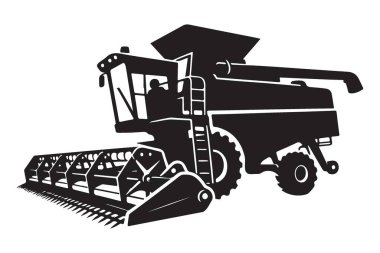 Siluet Hasat Vektör Tarım Ekipmanı Tarım Makinesi