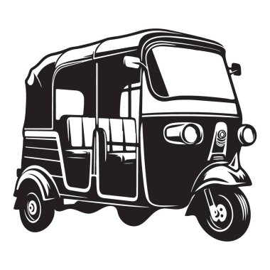 Kentsel Ulaşım Tasarımı için Otomatik Rickshaw Silüet Vektör Grafiği