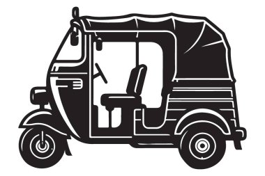 Şehir Ulaşım Projeleri için Geleneksel Otomobil Rickshaw Silüet Sanatı