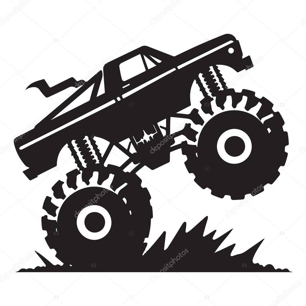 Monster Truck Silhouette Vector Illustration Off Road Vehicle Design