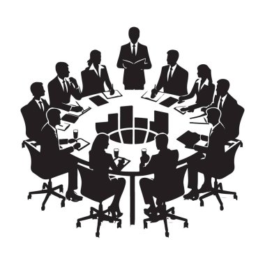 Yönetim Kurulu İş ve Liderlik Kavramları için Siluet İllüstrasyonu Toplantısı