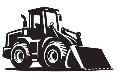 Buldozer Ön Yükleyici İnşaat Ekipmanı Siluet Vektör Grafikleri