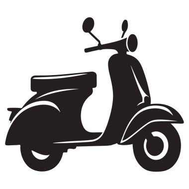 Klasik Scooter Motorsiklet Araç Silueti Vektör Resimleme Sanatı