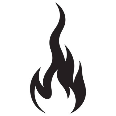 Kalın Ateş Silüeti Simgesi Tasarımı Yanan Ateş Vektörü Grafiği