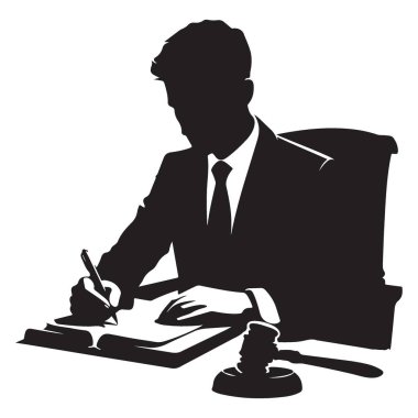 Siluet Avukatı Hukuki Sunum için Adalet Resimleri Yazıyor