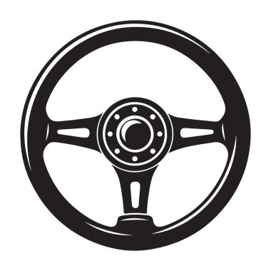 Otomotiv Projeleri için Klasik Siluet Direksiyon İllüstrasyonu